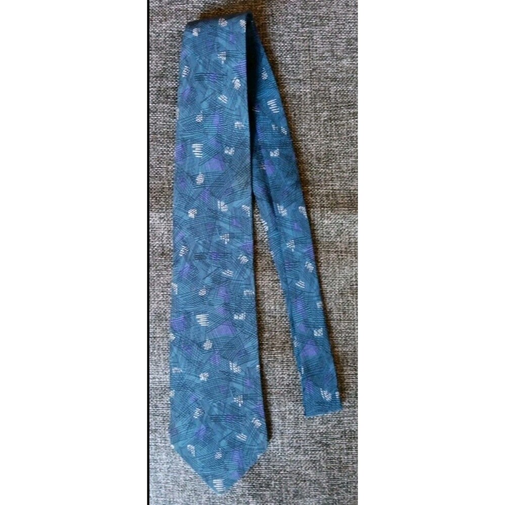 Tie 70s 80s 90s Y2K New Vintage Bella Nova Silk Blue Purple 3.25 Wide 58 Long